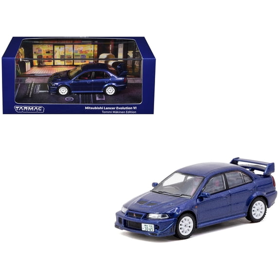 Mitsubishi Lancer Evolution VI RHD "Tommi Makinen Edition" Blue Metallic "Road64" Series 1/64 Diecast Model by Tarmac Works