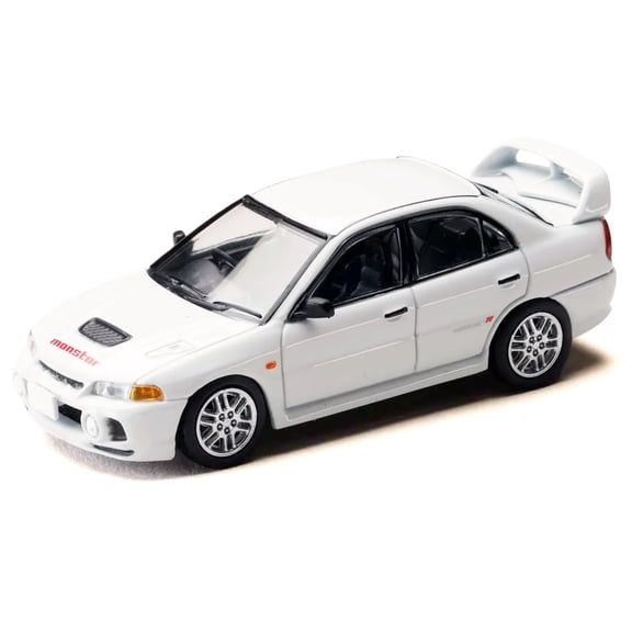 Mitsubishi Lancer RS Evolution IV RHD "MonStar" White "Initial D" (1995-2013) Manga 1/64 Diecast Model Car by Hobby Japan