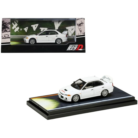 Mitsubishi Lancer RS Evolution IV RHD (Right Hand Drive) White "Monstar" with Seiji Iwaki Driver Figure "Initial D" (1995-2013) Manga 1/64 Diecast Model Car by Hobby Japan