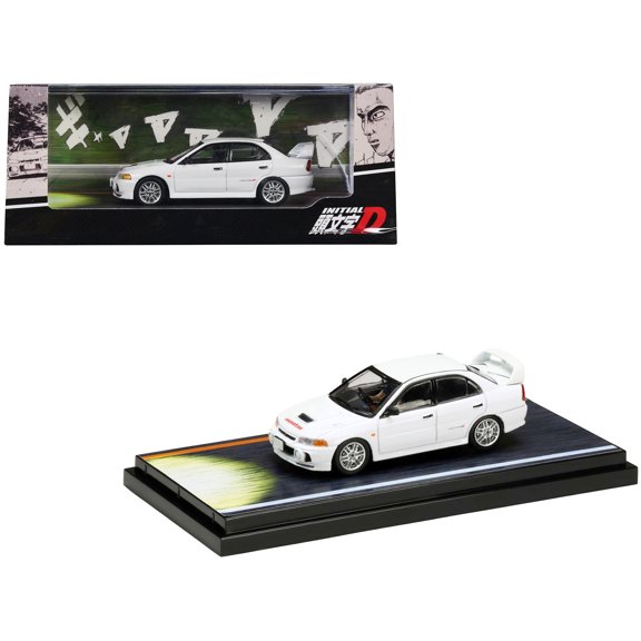 Mitsubishi Lancer RS Evolution IV White "Monstar" w/Figure "Initial D" (1995-2013) Manga 1/64 Diecast Model Car by Hobby Japan
