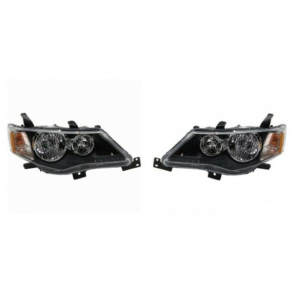 For Mitsubishi Outlander 2009 Headlight Assembly Driver and Passenger Side | Pair | Composite | Gloss Black Bezel | CAPA | MI2502162, MI2503162 | 8301B605, 8301B606