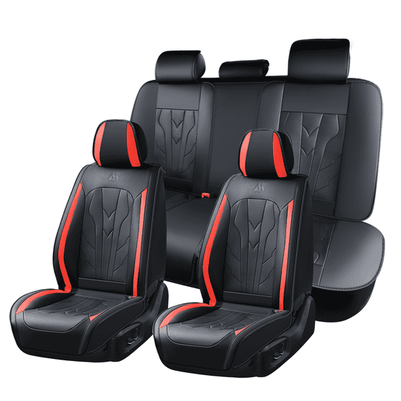 For Mitsubishi Outlander 2020 Car Seat Covers, Red Edge Car Seat Covers, Waterproof PU Leather, 5 Piece Full Set, Non-slip, Wear Resistance, Protect and Upgrade Seats