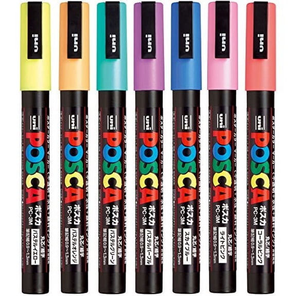 Mitsubishi Pencil Water-Based Pen Posca Fine Point Round Core 7 Colors PC3M7C