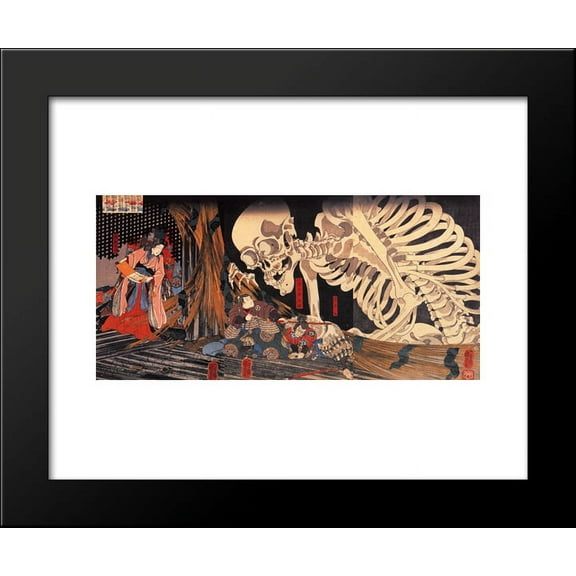 Mitsukini Defying the Skeleton 20x24 Framed Art Print by Utagawa Kuniyoshi