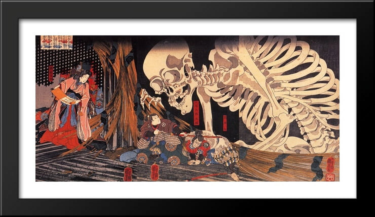 Mitsukini Defying the Skeleton 40x22 Large Black Wood Framed
