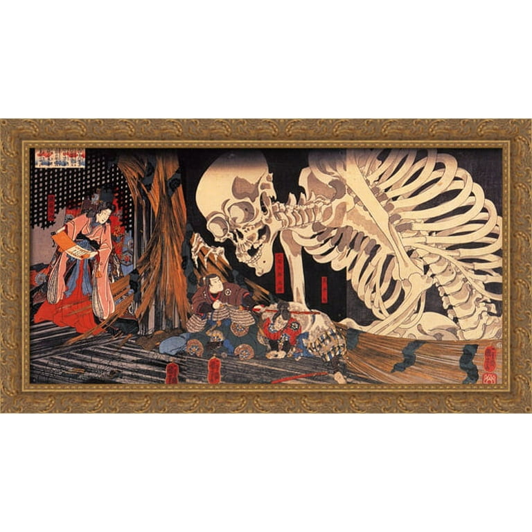 Mitsukini Defying the Skeleton 40x22 Large Gold Ornate Wood