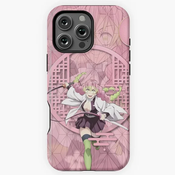 Mitsuri Kanroji Love Hashira Anime Art iPhone 11 12 13 14 15 16 17 Pro Max Phone Cover