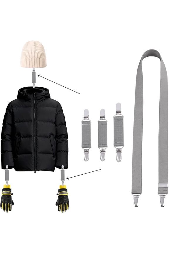 Mitten Clips– Adjustable Glove Holder, Elastic Winter Hat Grip, Steel Sweater Fastener