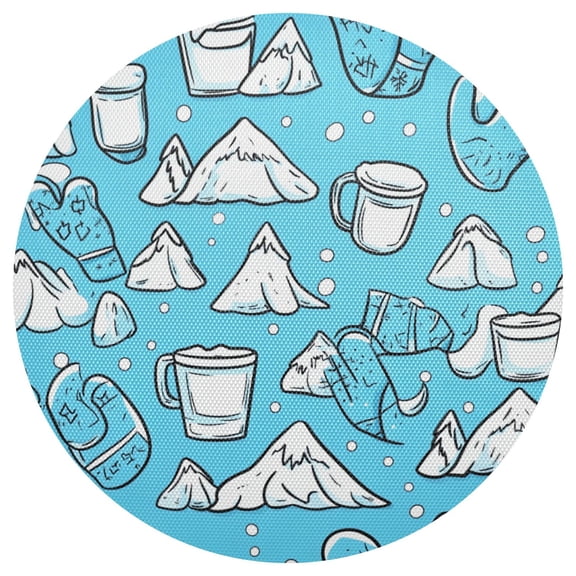 Mittens Mugs Mountains Snowflakes 6-Piece 15.4in Durable PVC Plate Mats, Heat-Resistant for Parties and Dining