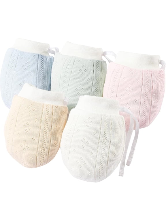 Mittens with String No Scratch Mitts 5 Pack 0-12month