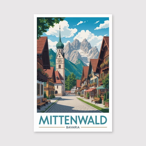 Mittenwald Travel Print Canvas Mittenwald Wall Decor Germany Mittenwald Art Mittenwald Wall Art Bavarian Alps Canvas Canvas Mittenwald Canvas Bavaria-1WN223