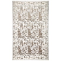Mittersill Cream Modern Polyester Leather Area Rug