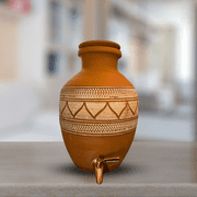 Mittify Natural Clay Water Pot Mandala Art Design with Tap 270 oz / 8 L