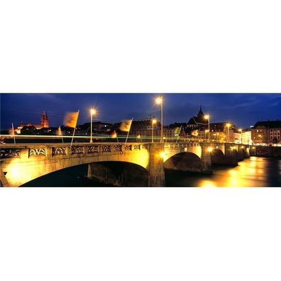 Mittlere Bruecke On Rhine River Basel Switzerland Poster Print - 12 x 36 - Large
