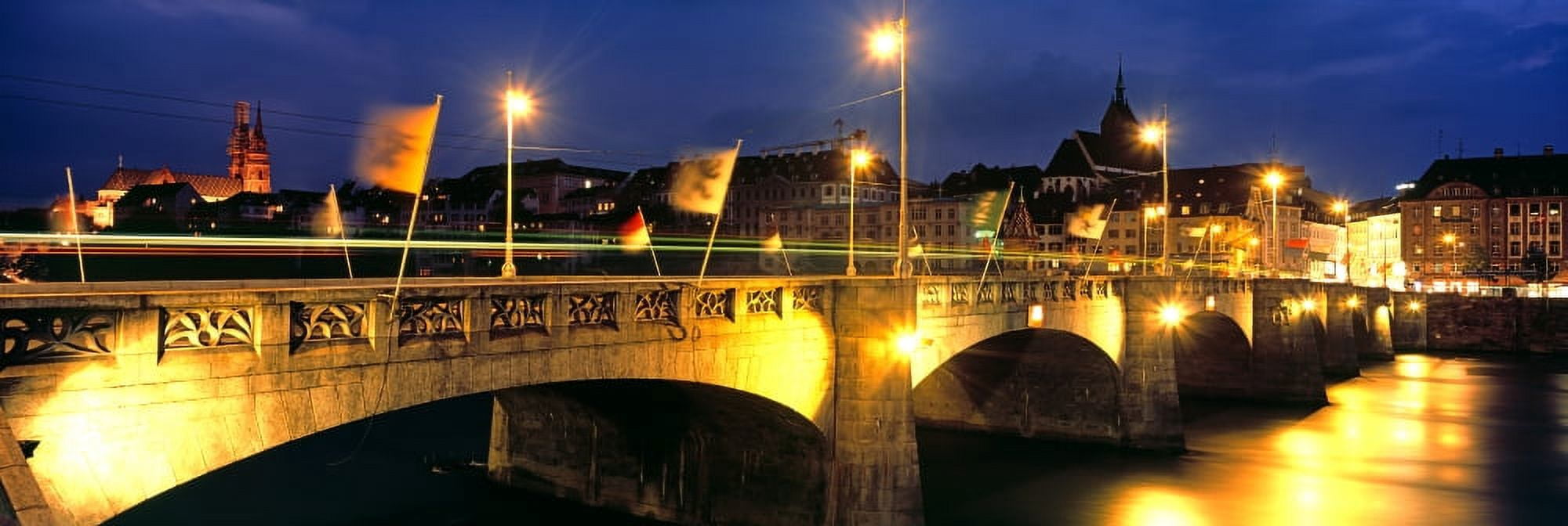 Mittlere Bruecke on Rhine River Basel Switzerland Canvas Art - Panoramic Images (6 x 18)