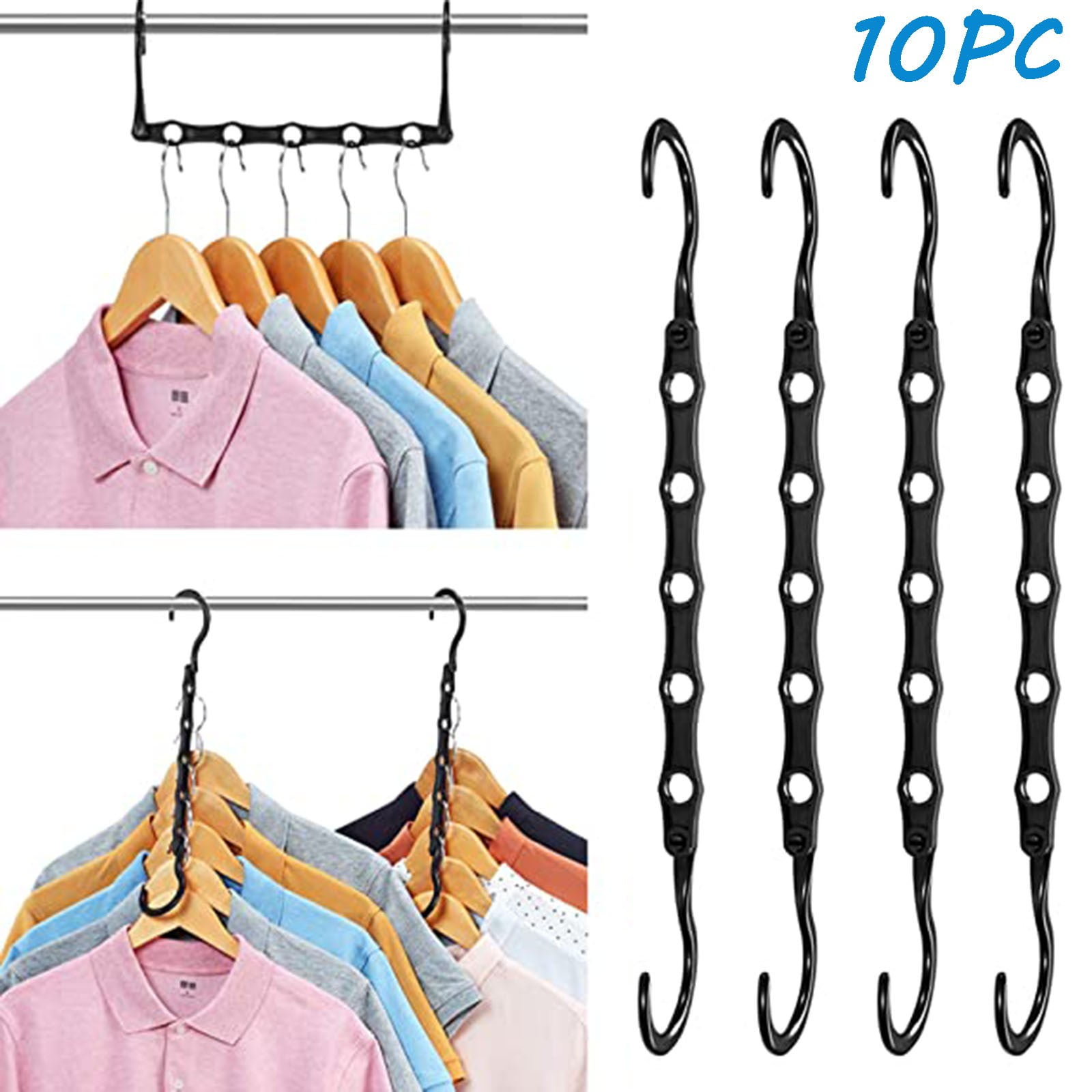 Mittory 10 Pack Clothes Hangers Organizer Closet Space Saving Save Plastic  Hanger Hook