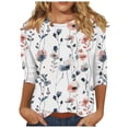 thumbnail image 1 of Mittory 3/4 Sleeve Tops for Women Summer Floral Print Tees Shirts Trendy Ladies Blouses Dressy Casual Clothing, 1 of 5