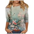 thumbnail image 1 of Mittory 3/4 Sleeve Tops for Women Summer Floral Print Tees Shirts Trendy Ladies Blouses Dressy Casual Clothing, 1 of 5