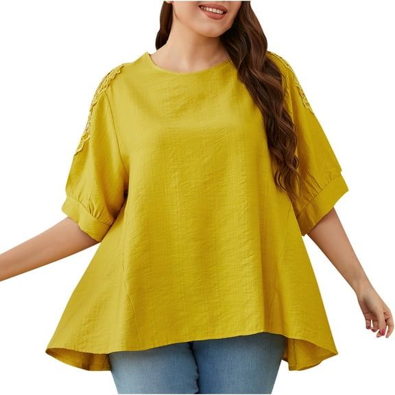 Mittory Blouses for Women Summer Cotton Linen Embroidered Shirt Short Sleeve Tops Boho T-Shirts