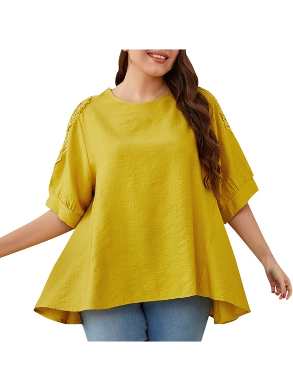 Blouses for Women Summer Cotton Linen Embroidered Shirt Short Sleeve Tops Boho T-Shirts