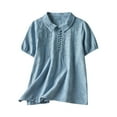 thumbnail image 1 of Mittory Boho Embroidered Tops for Women Summer Cotton Linen Peasant Blouses Short Sleeve Bohemian Shirts, 1 of 8