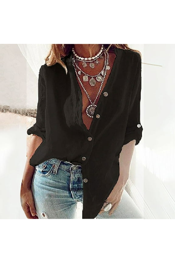 Button Down Shirts for Women Plus Size Long Sleeve Boyfriend Style Shirts Oversize Loose Fit Blouses Tops