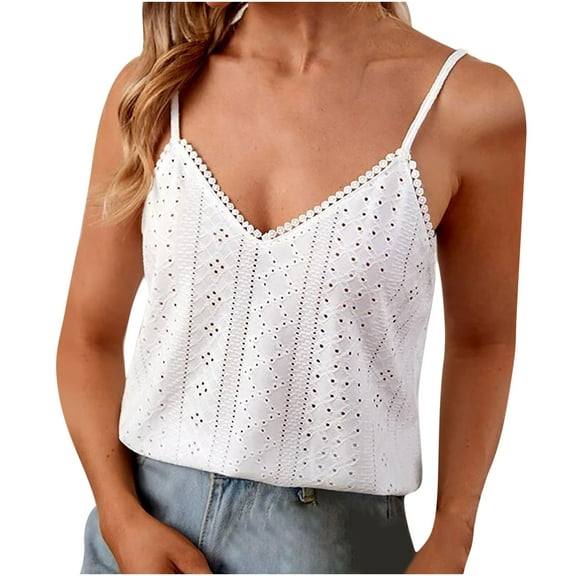 Mittory Camisole for Women V Neck Spaghetti Strap Tank Tops Sleeveless Blouses Loose Fit