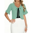 thumbnail image 1 of Mittory Chiffon Cover Up Cardigans for Women Summer Shrugs Open Front Ruffle Short Sleeve Lightweight Casual Crop Tops, 1 of 6