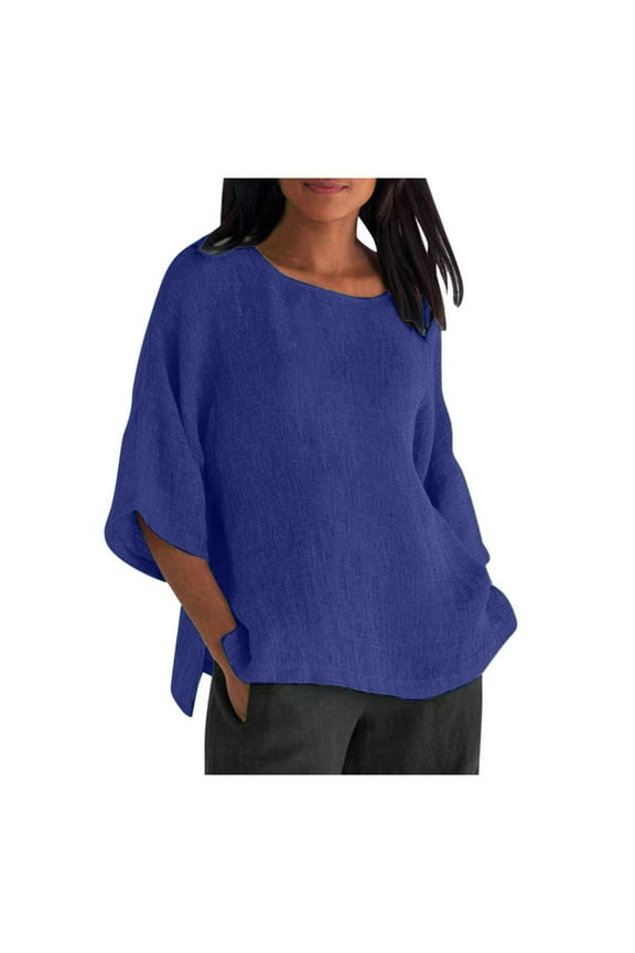 Cotton Linen Tops for Women Plus Size Half Sleeve Shirt Boho Loose fit Tunic Summer Work Oversized Blouse