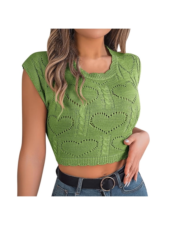 Crop Tops for Women Vacation Trendy Loose Fit Cropped T Shirts Going Out Heart Print Half Shirts Casual