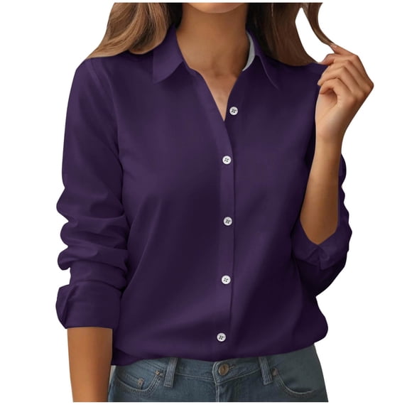 Mittory Dress Shirts for Women Long Sleeve Button Down Shirt Regular Fit Formal Work Collared Blouses Tops