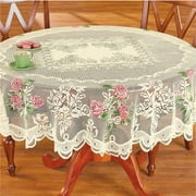 Mittory Gift for Women, Mewn Lace Tablecloth Round White IN HAND Floral Rose Cover Elegant Dining Table