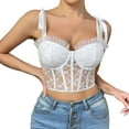 thumbnail image 1 of Mittory Lace Bralette for Women V Neck Bustier Corset Tops with Underwired Racerback Adjustable Strap Crop Top, 1 of 8