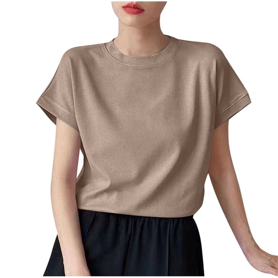 Mittory Ladies Tee Shirts Summer Crewneck Short Sleeve Plain Tops Loose Fit Shirts Pyjama Oversized Tops