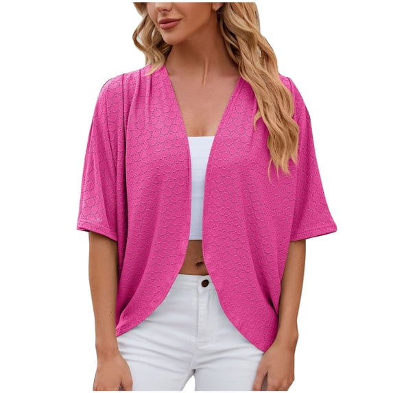 Mittory Lightweight Cardigans for Women Casual Summer Short Sleeve Cardigan Open Front Beach Coverups
