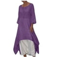 thumbnail image 1 of Mittory Linen Maxi Shirt Dress for Womens Casual 3/4 Sleeve Crew Neck Boho Dresses with Pockets, 1 of 6