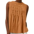 thumbnail image 1 of Mittory Linen Tank Top for Women Sleeveless Summer Boho Shirts Pleated Front Tunic Tshirt Loose Fit Beach Vacation Clothes, 1 of 6