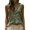 thumbnail image 1 of Mittory Linen Tank Tops for Women Cotton Gauze Button Down Shirts Casual Summer Sleeveless Collared High Low Hem Blouses, 1 of 6