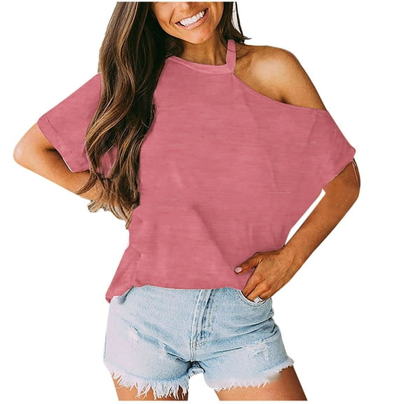 Mittory Oversized T Shirts Loose Fit Crewneck Short Sleeve Summer Casual Blouse Off Shoulder Tee Tops