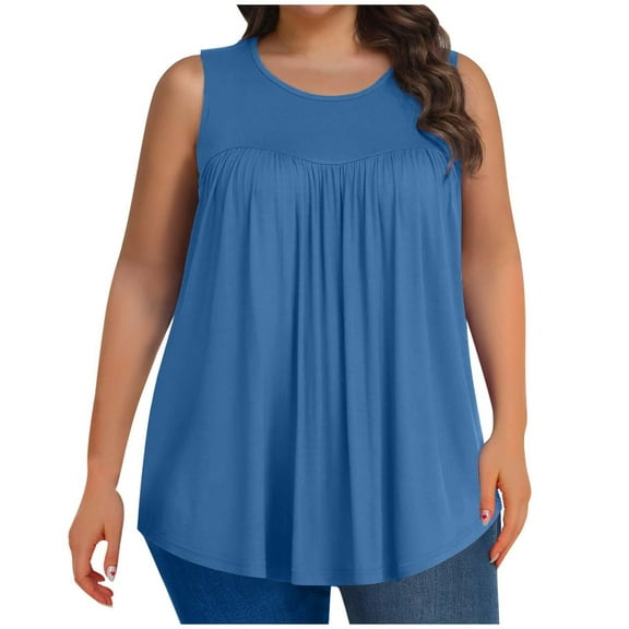 Mittory Plus Size Tank Tops for Women Sleeveless Crew Neck Summer Casual Loose Tee Shirts