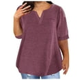 thumbnail image 1 of Mittory Plus Size Tops for Women Notched V Neck Casual Loose Fit Tshirts Oversized Spring Summer Going Out Tees, 1 of 7