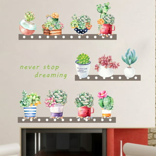 Hanging Geometric Plant Wall Decals Succulent Pot Wall Stickers Removable  Art Murals for Bedroom Living Room Offices Classroom Decoration