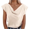 thumbnail image 1 of Mittory Shirts for Women Fashion Cowl Neck Tops for Women Dressy Casual Short Sleeve Clothes Summer Outfits, 1 of 7