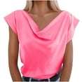 thumbnail image 1 of Mittory Shirts for Women Fashion Cowl Neck Tops for Women Dressy Casual Short Sleeve Clothes Summer Outfits, 1 of 7