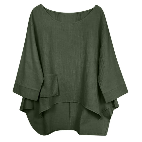 Mittory Shirts for Women Tops Casual 3/4 Sleeve T-Shirts Loose Fit Solid Color Tops Cute Basic Tees Blouses Tops