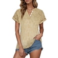 thumbnail image 1 of Mittory Short Sleeve Shirts for Women Fashion Plus Size Button Casual T Shirt Summer V Neck Printed Blouse Tees, 1 of 6