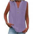 thumbnail image 1 of Mittory Sleeveless Cotton Linen Shirts for Women V-Neck Tank Tops Loose Button Up Blouses Work Shirts Casual Summer Tshirt, 1 of 8