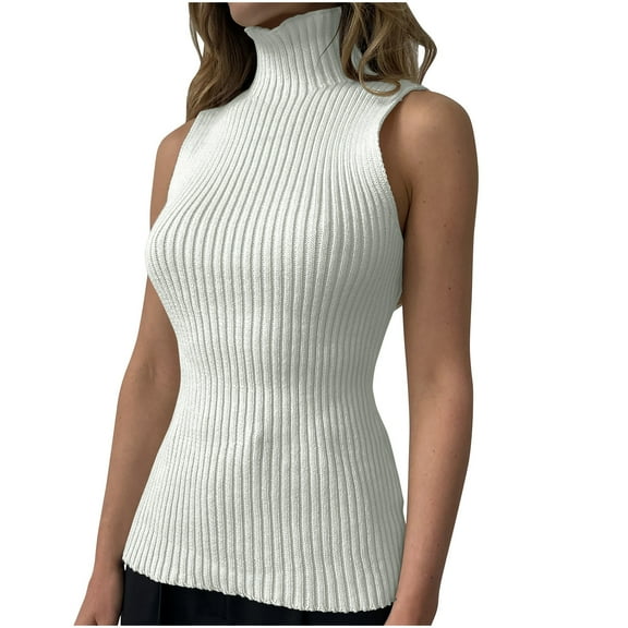 Mittory Sleeveless Mock Neck Tops for Women Sweater Knit Turtleneck Soft Basic Vest Tank Lightweight