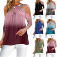 thumbnail image 1 of Mittory Summer Cold Shoulder Tops for Women Sexy Halter Lace Hollow Out Keyhole Loose Short Sleeve, 1 of 5