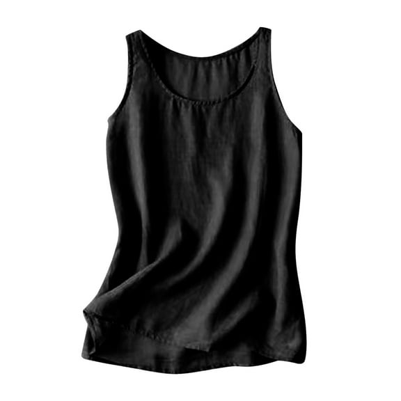 Mittory Summer Cotton Linen Tank Tops Women Sleeveless Square Neck Tees Shirts Elegant Solid Color Lightweight Comfy Blouses